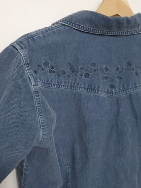 Vintage eddie Bauer Blue Flower Western Cordrouy Button Down Shirt Petite Small